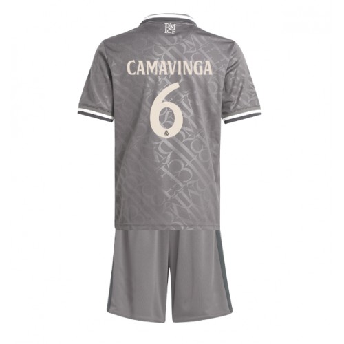 Fotballdrakt Barn Real Madrid Eduardo Camavinga #6 Tredjedraktsett 2024-25 Kortermet (+ Korte bukser)